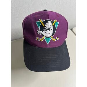 Vintage 90s Disney Anaheim Mighty Ducks Snapback Logo Hat NHL Hockey Movie